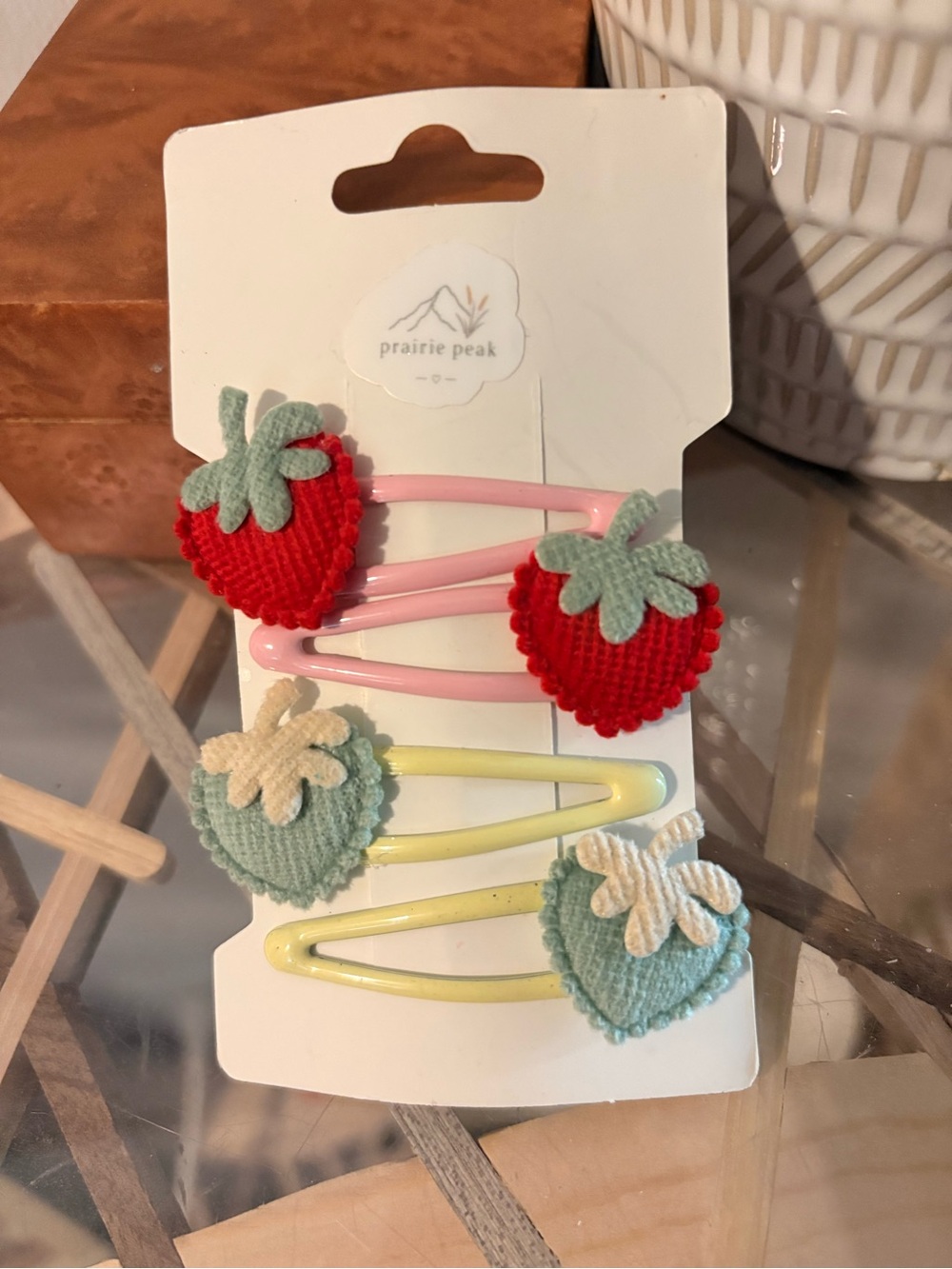 Prairie Peak Kids Strawberry Hair Clips Set in Red and Mint